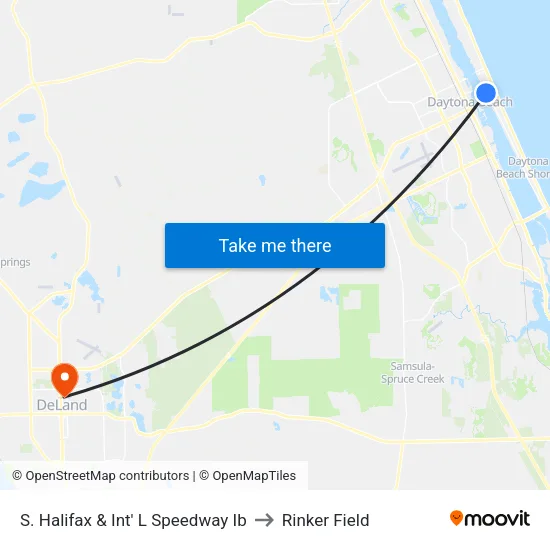 S. Halifax & Int' L Speedway Ib to Rinker Field map
