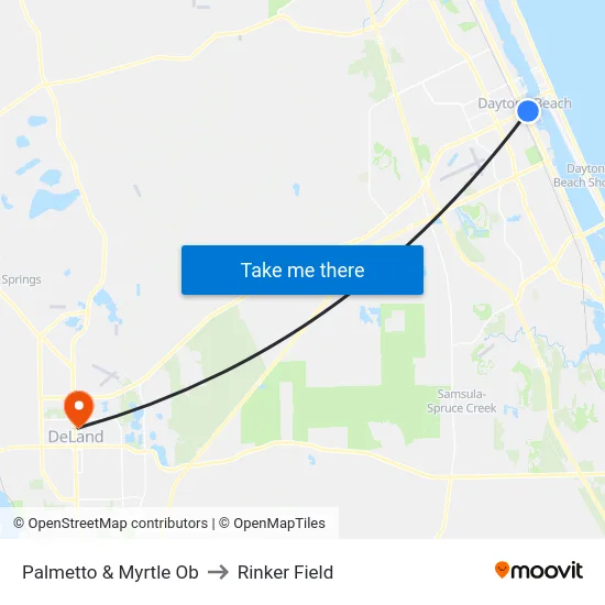 Palmetto & Myrtle Ob to Rinker Field map