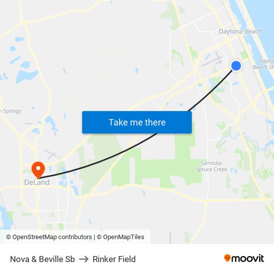 Nova & Beville Sb to Rinker Field map