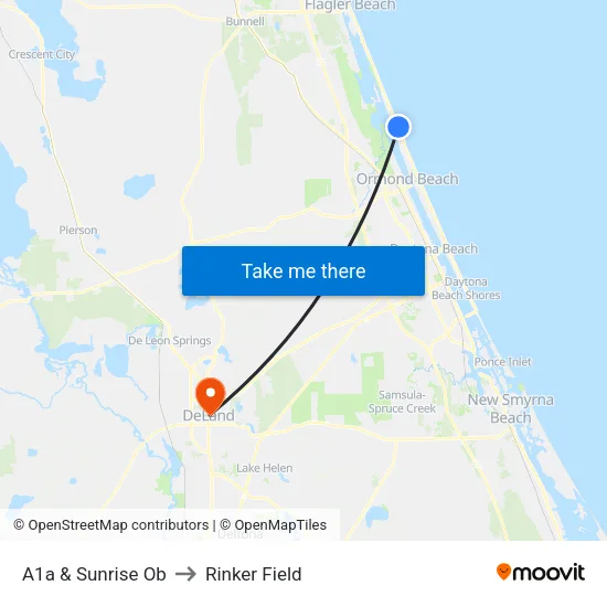 A1a & Sunrise Ob to Rinker Field map