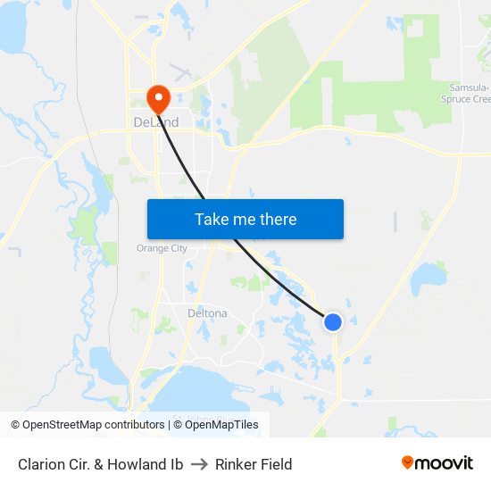 Clarion Cir. & Howland Ib to Rinker Field map