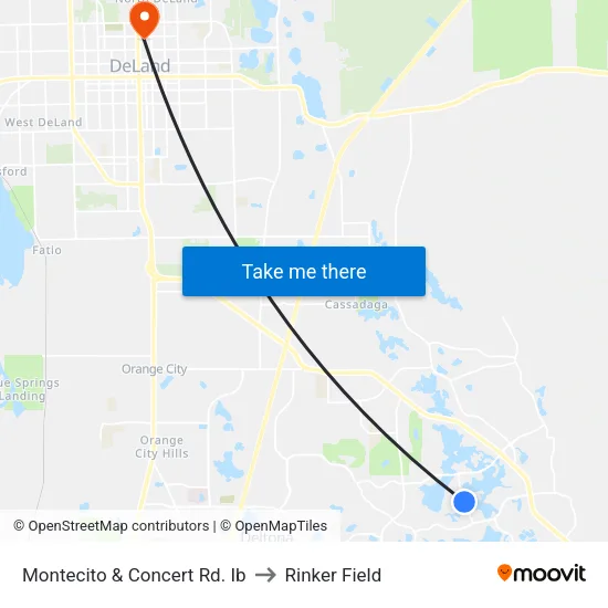 Montecito & Concert Rd. Ib to Rinker Field map