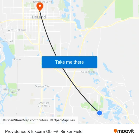 Providence & Elkcam Ob to Rinker Field map
