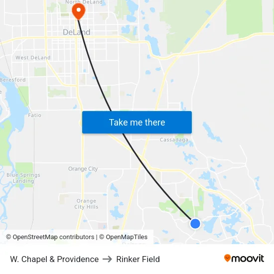 W. Chapel & Providence to Rinker Field map
