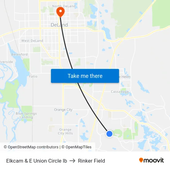 Elkcam & E Union Circle Ib to Rinker Field map