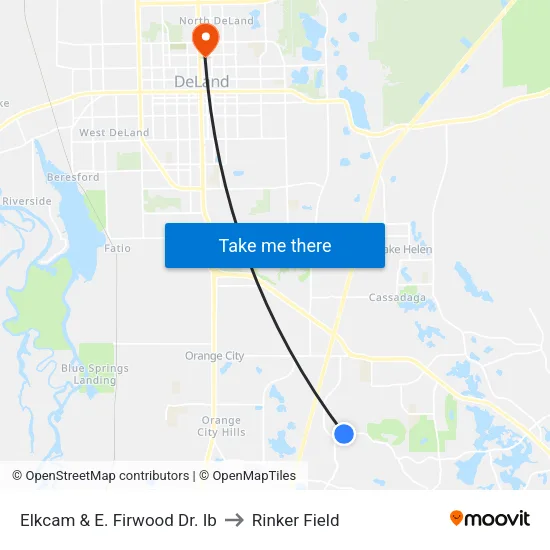 Elkcam & E. Firwood Dr. Ib to Rinker Field map