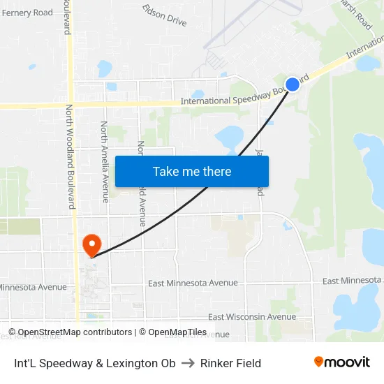 Int'L Speedway & Lexington Ob to Rinker Field map