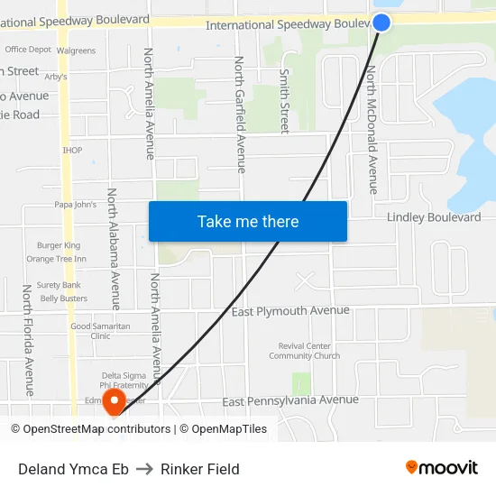 Deland Ymca Eb to Rinker Field map