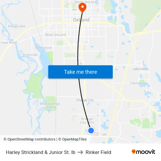 Harley Strickland & Junior St. Ib to Rinker Field map