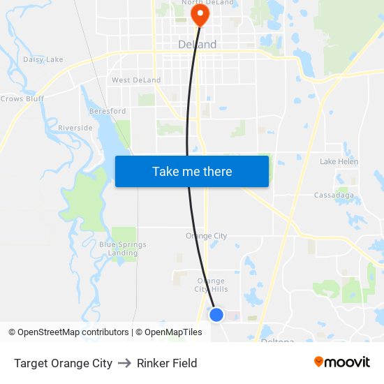 Target Orange City to Rinker Field map