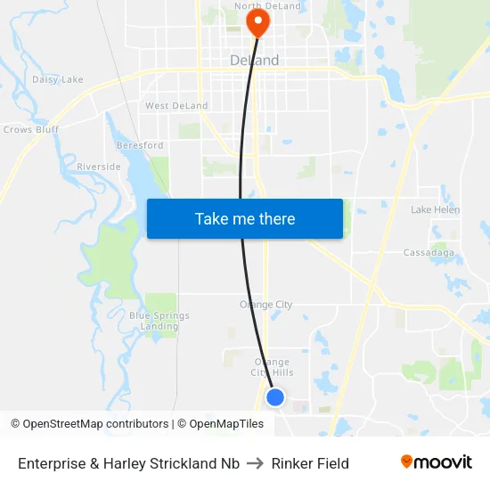Enterprise & Harley Strickland Nb to Rinker Field map