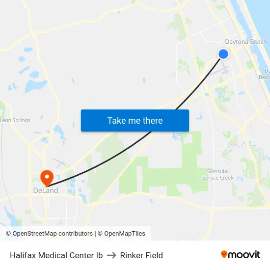 Halifax Medical Center Ib to Rinker Field map