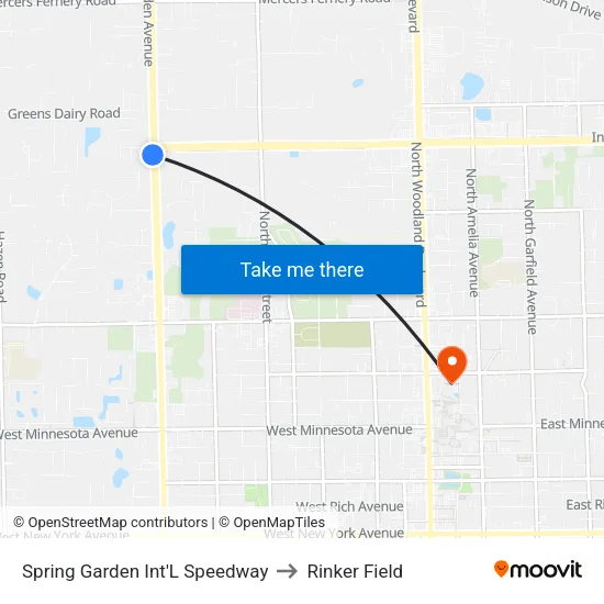 Spring Garden   Int'L Speedway to Rinker Field map