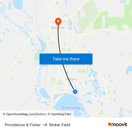 Providence & Fisher to Rinker Field map