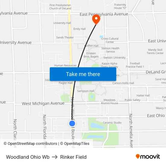 Woodland  Ohio Wb to Rinker Field map