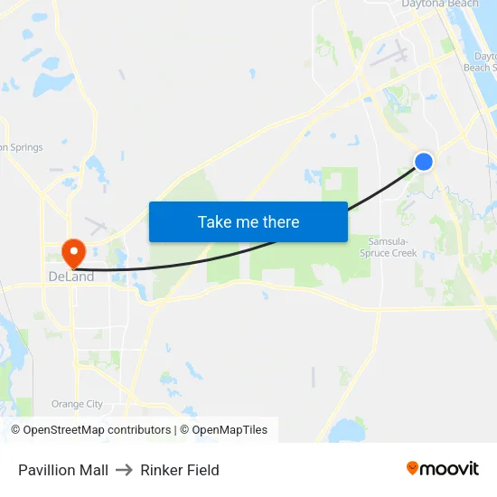 Pavillion Mall to Rinker Field map