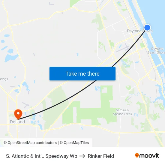 S. Atlantic & Int'L Speedway Wb to Rinker Field map