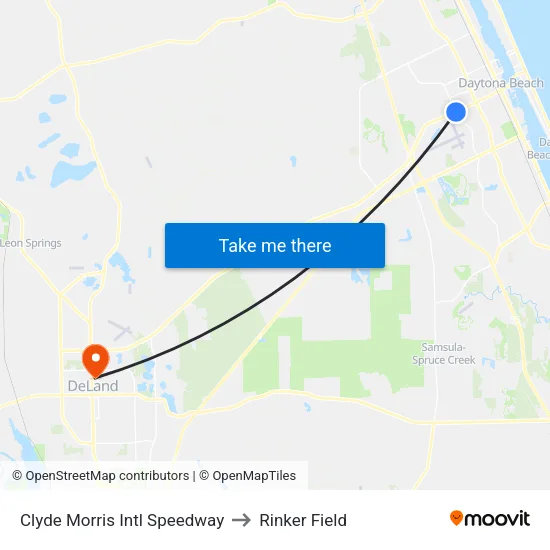 Clyde Morris  Intl Speedway to Rinker Field map