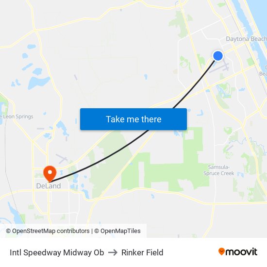 Intl Speedway  Midway Ob to Rinker Field map