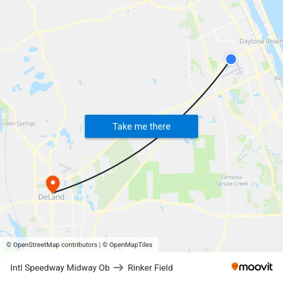 Intl Speedway  Midway Ob to Rinker Field map