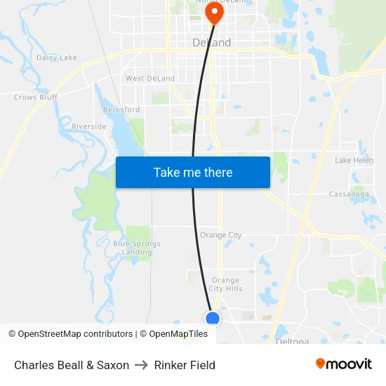 Charles Beall & Saxon to Rinker Field map