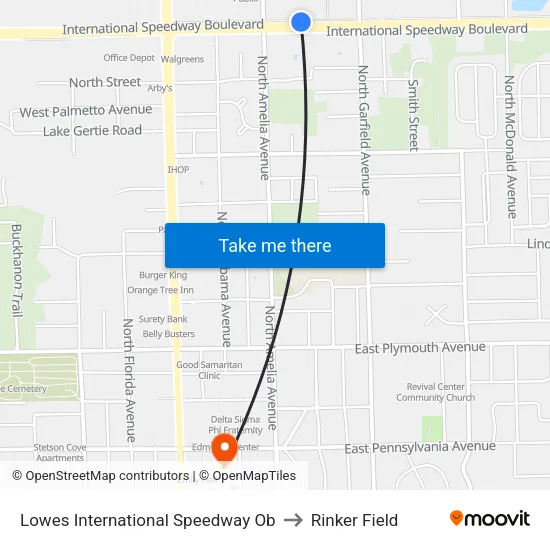 Lowes  International Speedway  Ob to Rinker Field map
