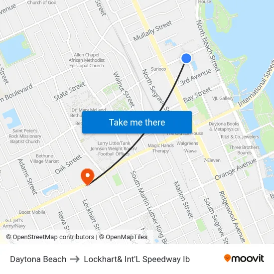 Daytona Beach to Lockhart& Int'L Speedway Ib map