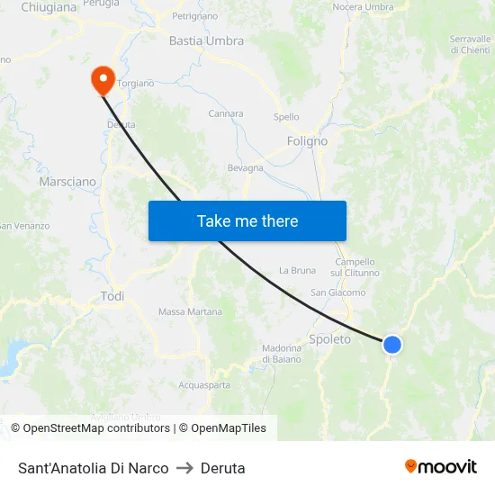 Sant'Anatolia di Narco to Deruta map