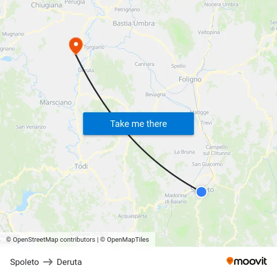 Spoleto to Deruta map