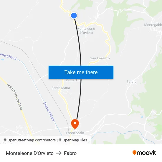 Monteleone D'Orvieto to Fabro map