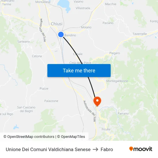 Union of Municipalities of Valdichiana Senese to Fabro map