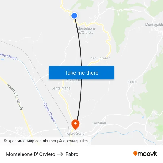 Monteleone D' Orvieto to Fabro map