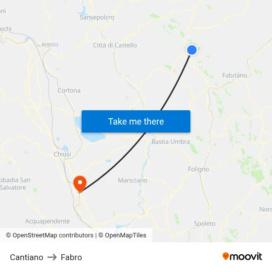 Cantiano to Fabro map