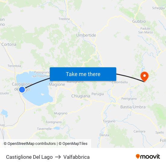 Castiglione Del Lago to Valfabbrica map
