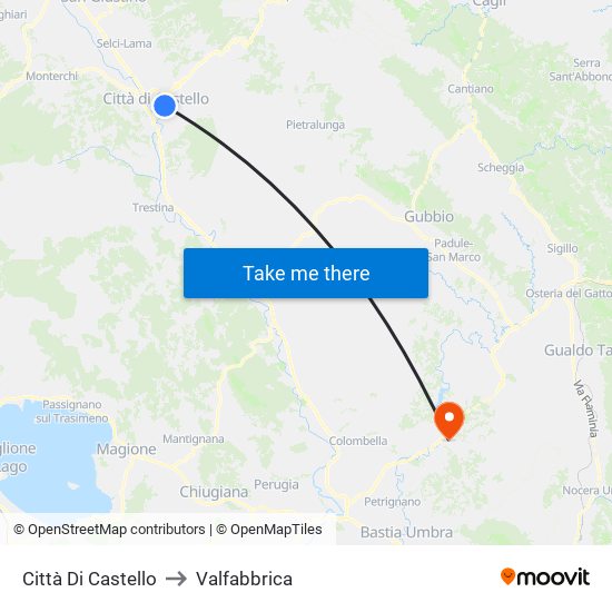 Città Di Castello to Valfabbrica map