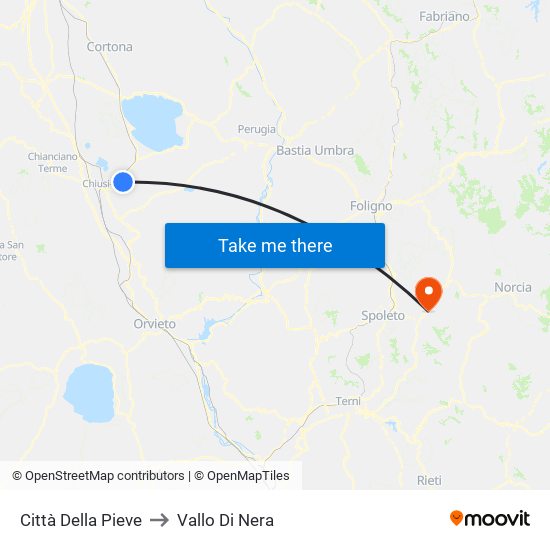 Città Della Pieve to Vallo Di Nera map