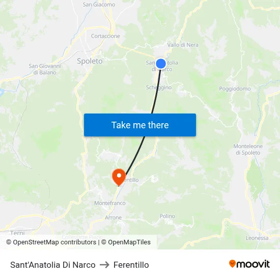 Sant'Anatolia di Narco to Ferentillo map