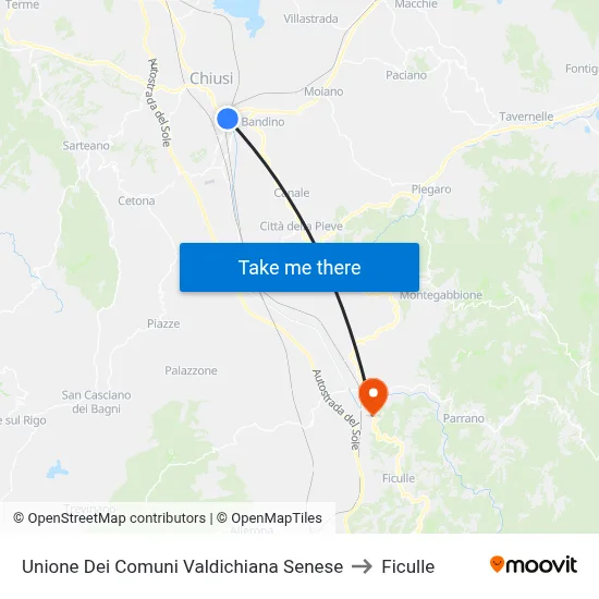 Union of Municipalities of Valdichiana Senese to Ficulle map
