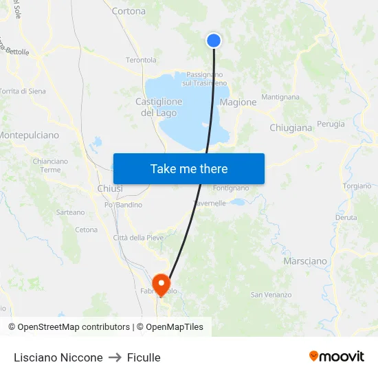 Lisciano Niccone to Ficulle map
