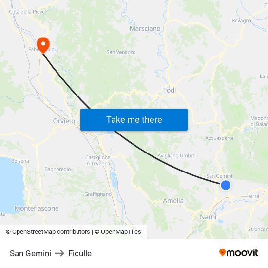 San Gemini to Ficulle map