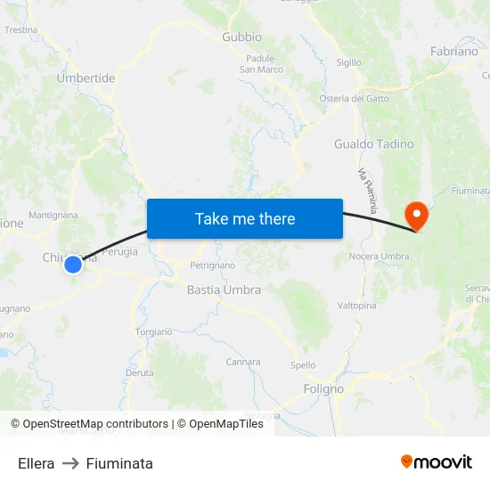 Ellera to Fiuminata map