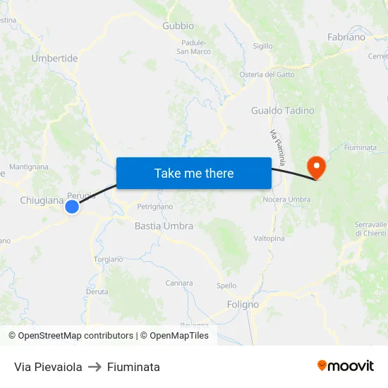 Via Pievaiola to Fiuminata map