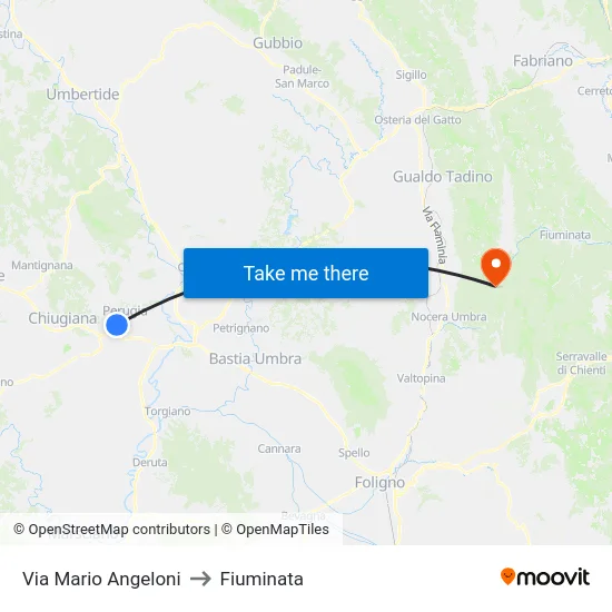 Via Mario Angeloni to Fiuminata map