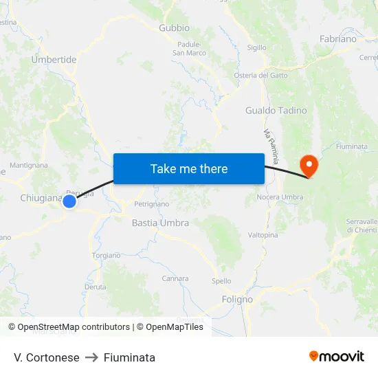 Via Cortonese to Fiuminata map