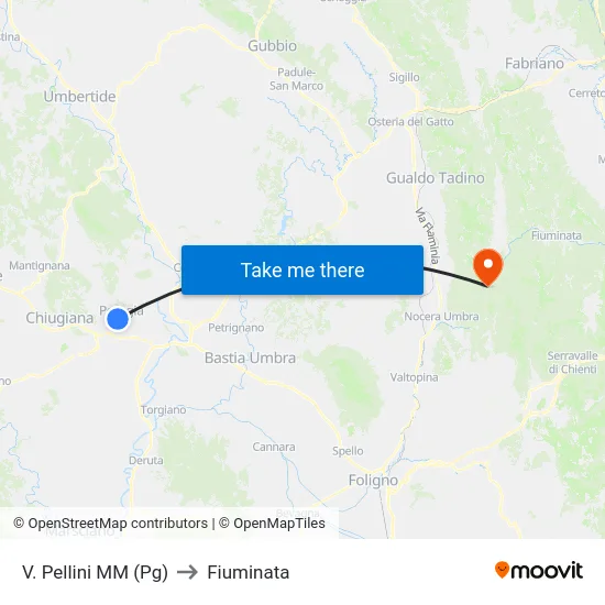 V. Pellini M​M (Pg) to Fiuminata map