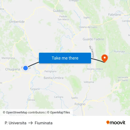 P. Universita to Fiuminata map
