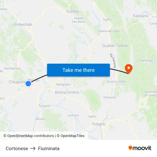 Cortonese to Fiuminata map