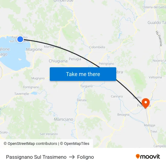 Passignano Sul Trasimeno to Foligno map