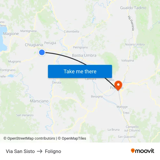 Via San Sisto to Foligno map