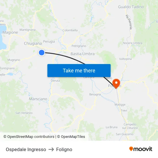 Ospedale Ingresso to Foligno map